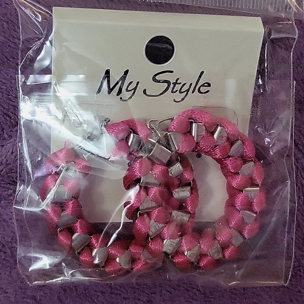 Hot Pink Metal Hoop Earrings